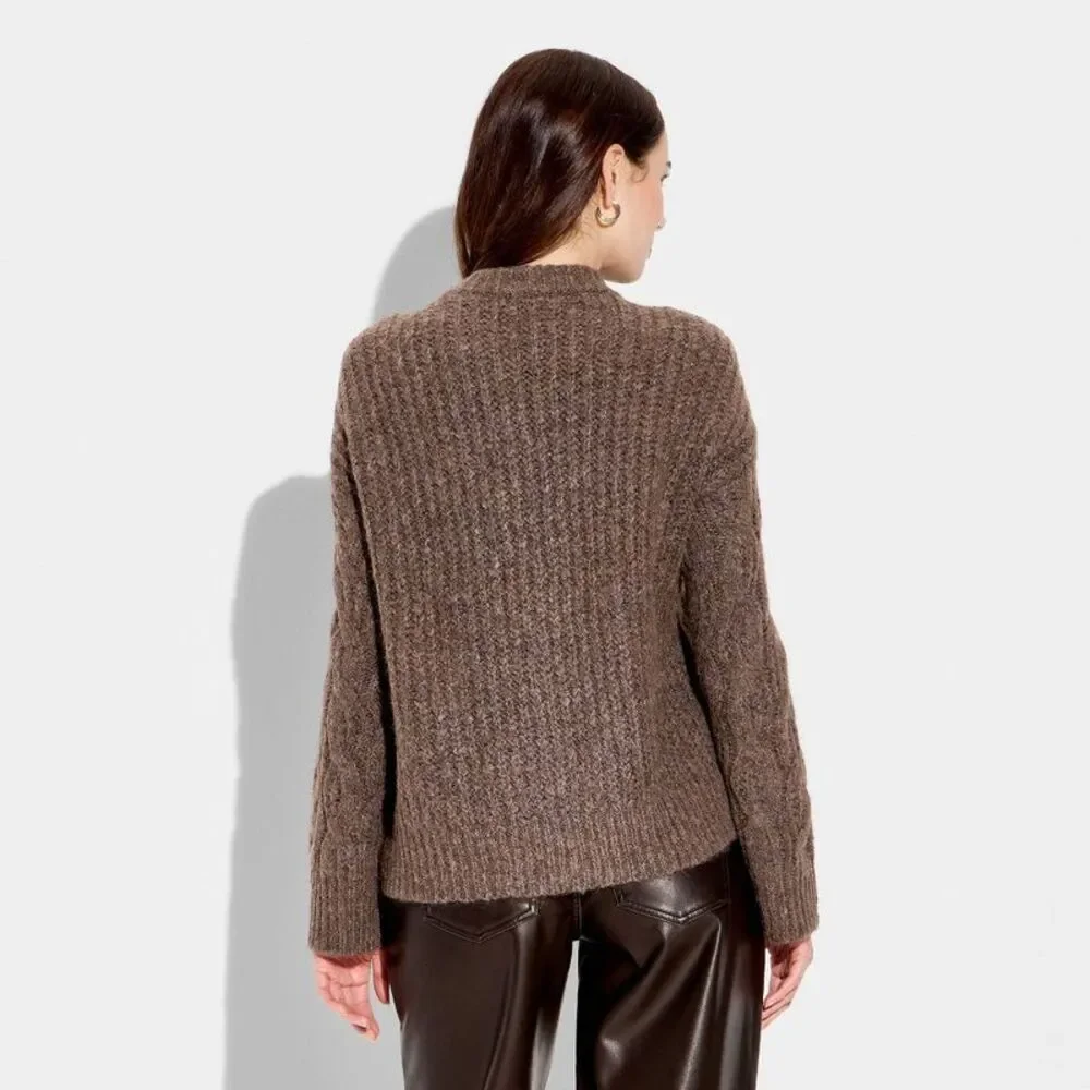 Wild Fable - Women's Crewneck Heritage Pullover Sweater - Wild  Brown - Picture 3 of 3